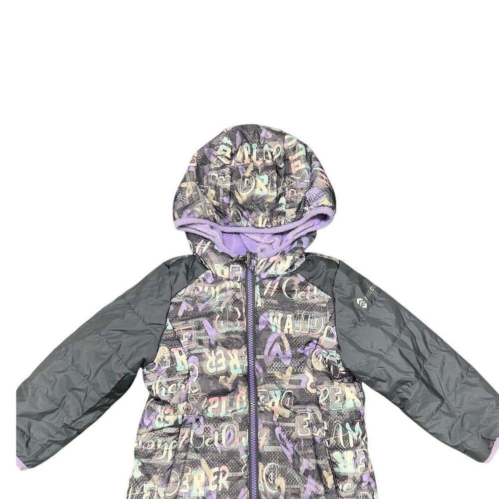 Girl's Free Country Reversible Winter Coat - Purple/Pink/Gray - Size 3T